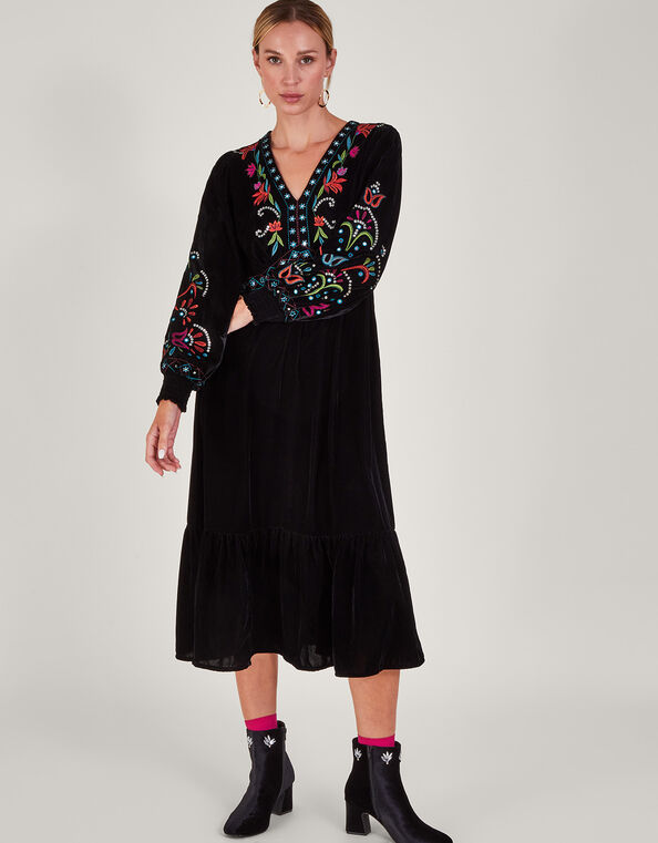Maeve Velvet Mirror Dress, Black (BLACK), large