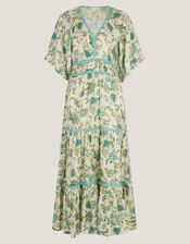 Saoirse Floral Tiered Midi Dress, Ivory (IVORY), large