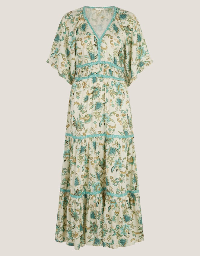 Saoirse Floral Tiered Midi Dress, Ivory (IVORY), large