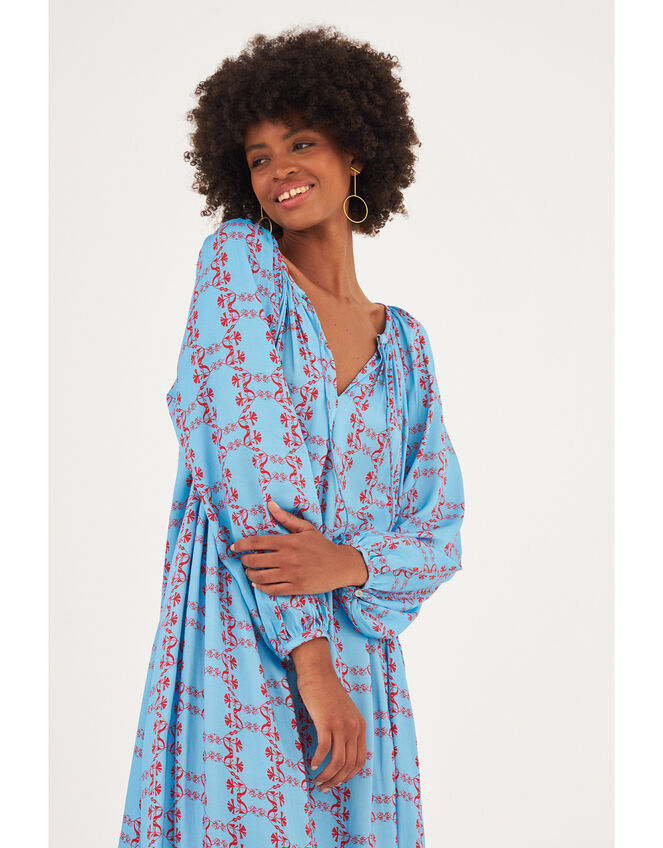 DEEBA Oozie Print Dress, Blue (BLUE), large