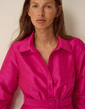 Poppy Belted Midi Shirt Dress, Pink (PINK), large