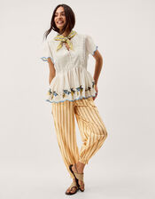 Eve Stripe Balloon Trousers, Ivory (IVORY), large