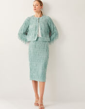 Cosima Fringe Pencil Skirt, Green (SAGE), large