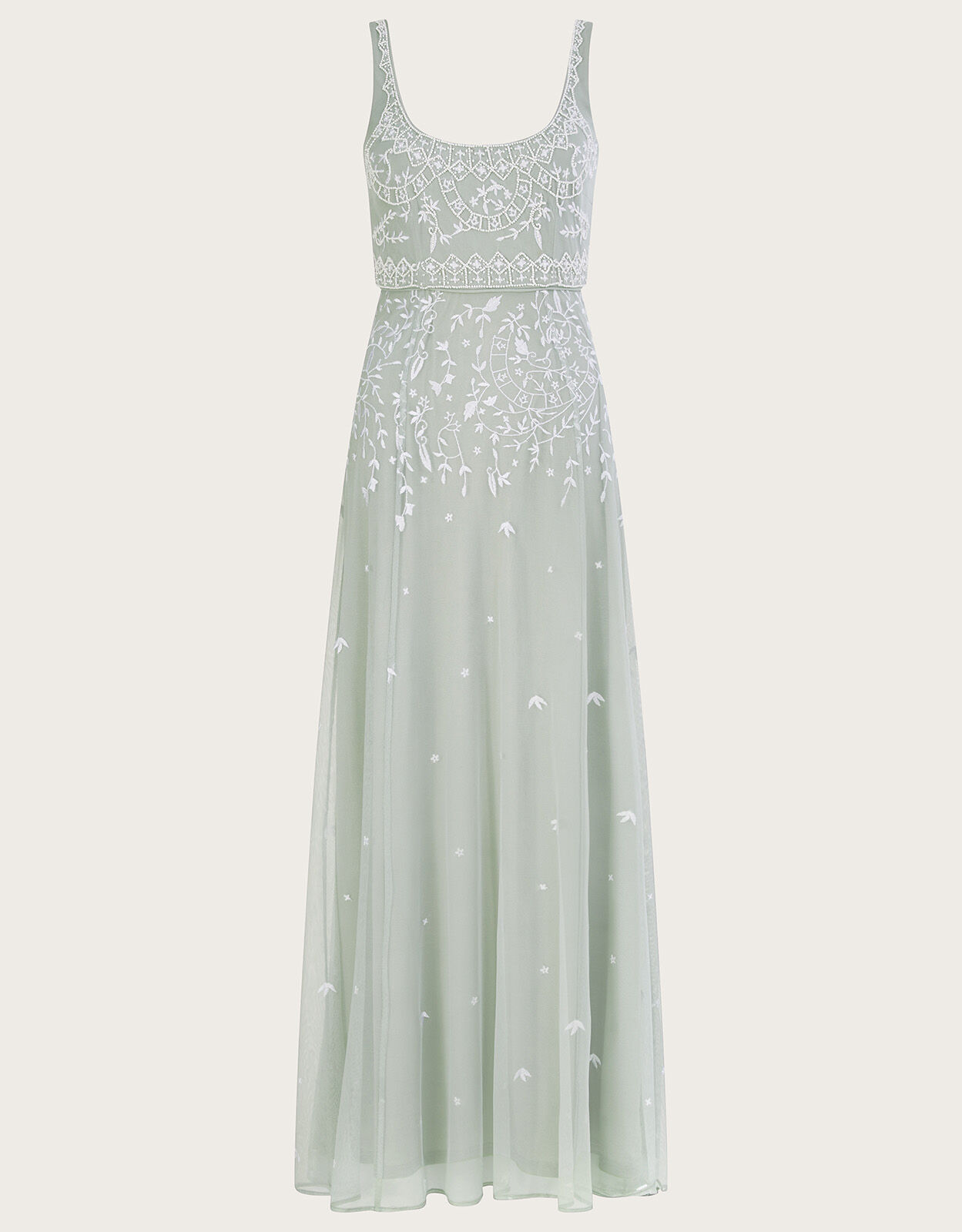 Eugiene Embroidered Shorter Length Maxi Dress Green