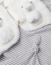 Newborn Polar Bear Gilet & Sleepsuit Set, White (WHITE), large