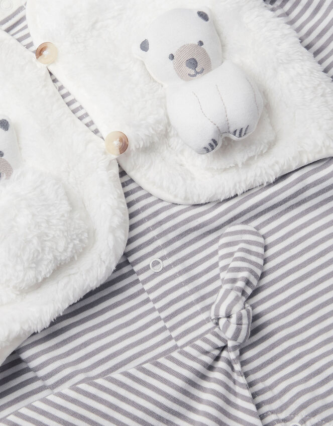 Newborn Polar Bear Gilet & Sleepsuit Set, White (WHITE), large