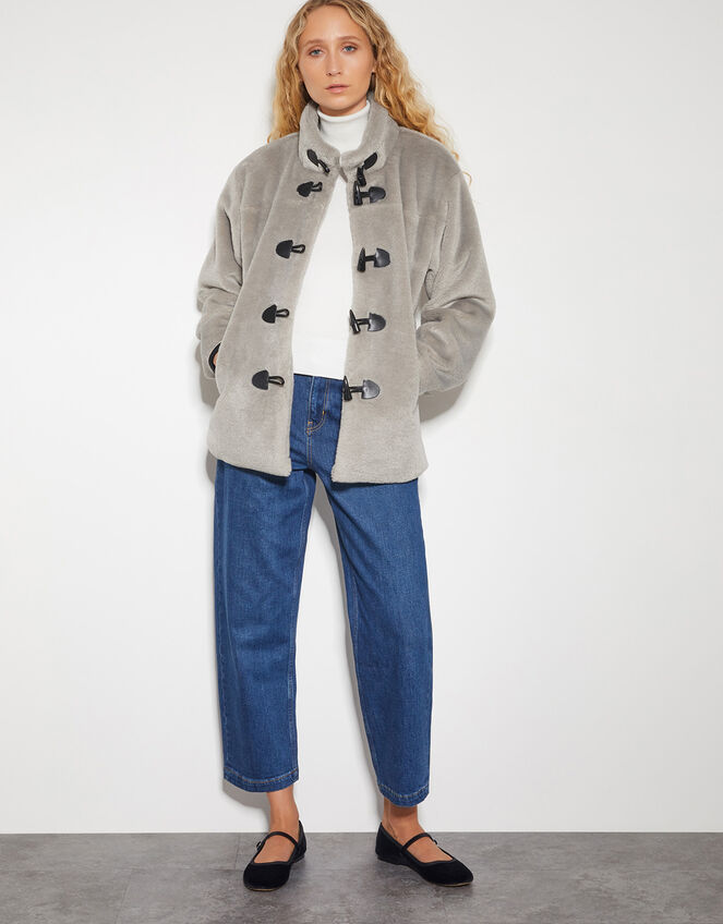 Dakota Faux Fur Duffle Coat, Mink (MINK), large