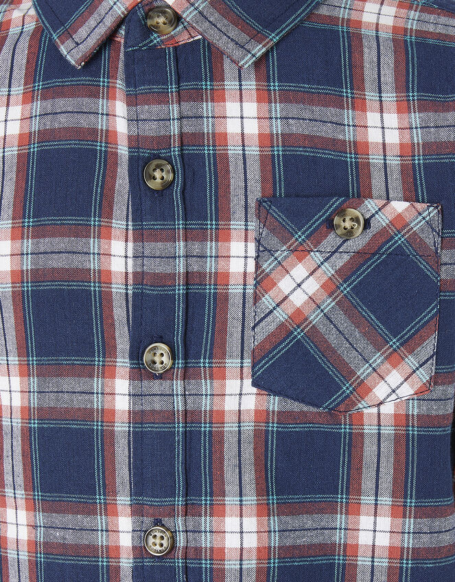 Check Shirt in Pure Cotton, Blue (NAVY), large