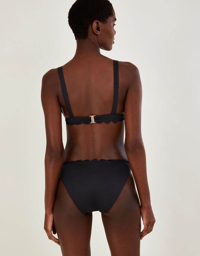 Scallop Edge Plain Bikini Bottoms, Black (BLACK), large