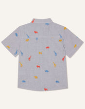 Jungle Embroidered Stripe Shirt, Blue (BLUE), large