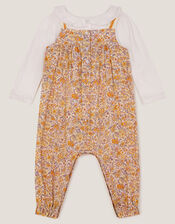 Baby Frill Blouse and Floral Romper Set, Yellow (YELLOW), large