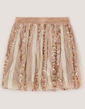 Sequin Stripe Disco Skirt, Gold (GOLD), large