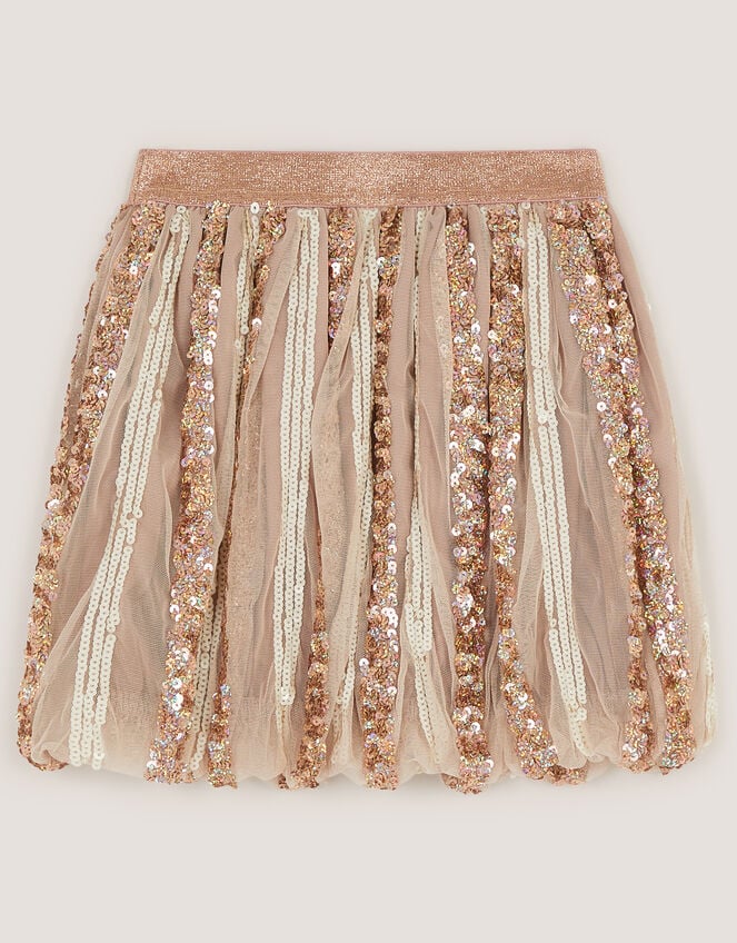 Sequin Stripe Disco Skirt, Gold (GOLD), large