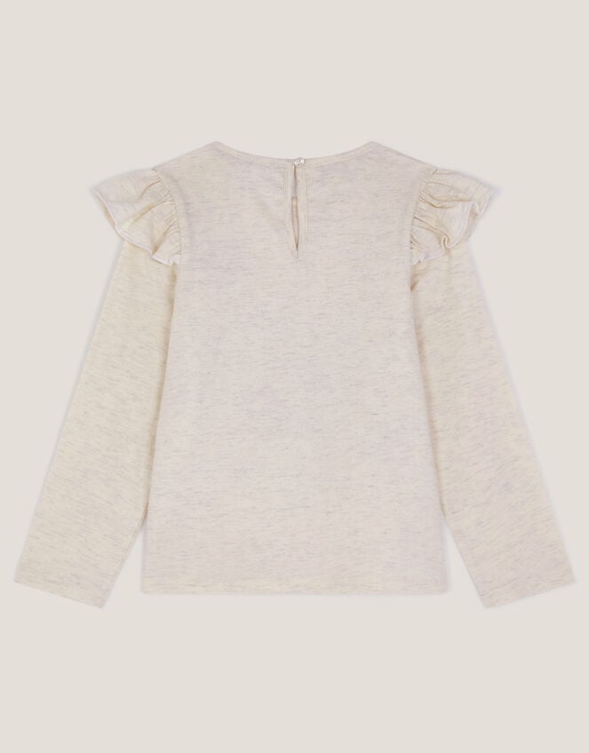 Sequin Heart Butterfly Long Sleeve Top, Ivory (IVORY), large
