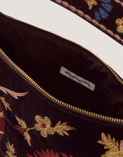 Hatti Embroidered Velvet Crossbody Bag, , large