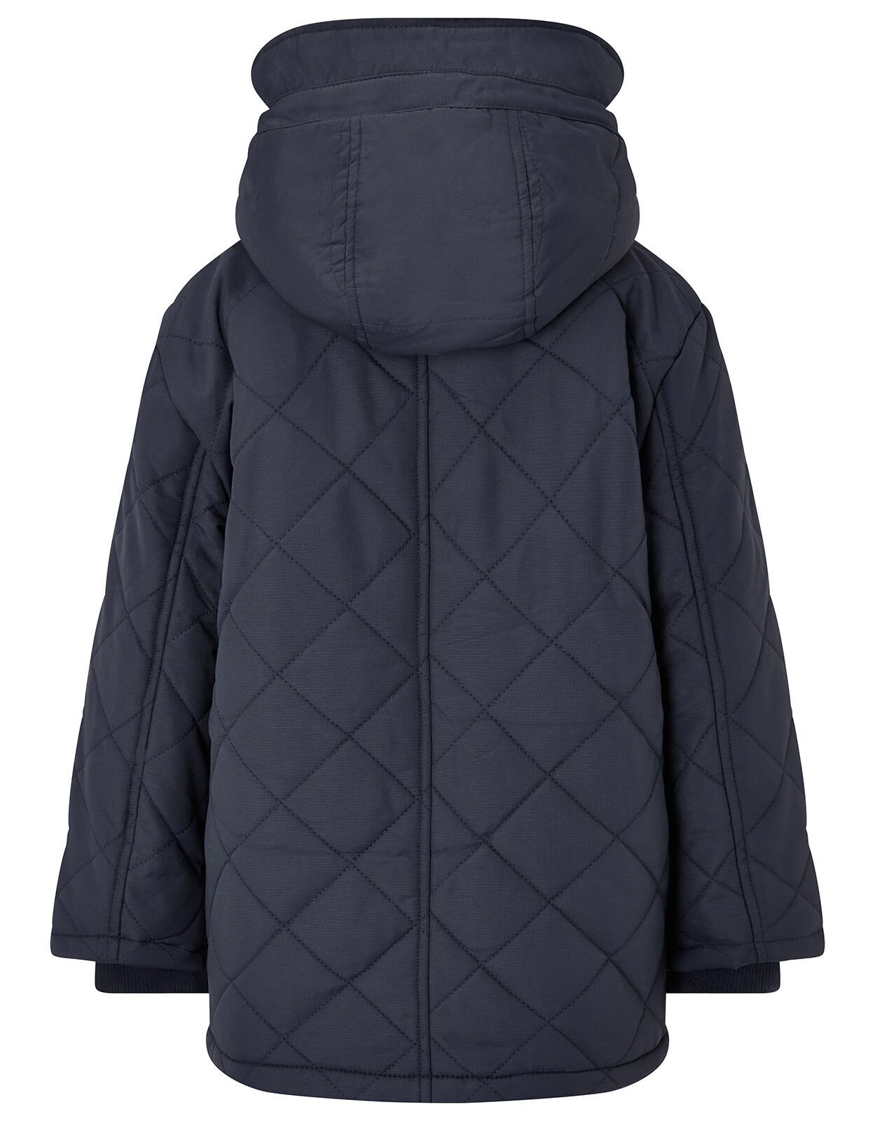 Navy quilted coat with hood cheap