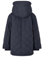 Quilted Coat with Hood, Blue (NAVY), large