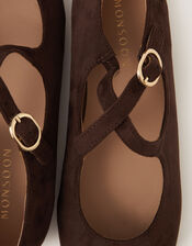 Dana Faux Suede Mary Jane Ballet Flats, Brown (CHOCOLATE), large