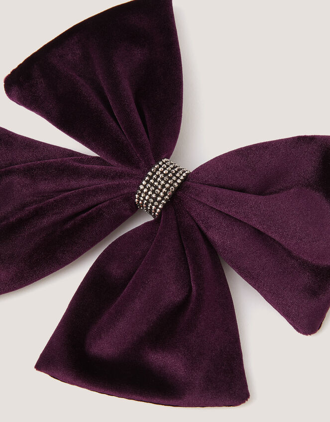 Velvet Bow Hair Clip, Purple (PURPLE), large