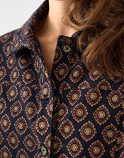 East Pheba Printed Cotton Twill Jacket, Multi (DARKS MULTI), large