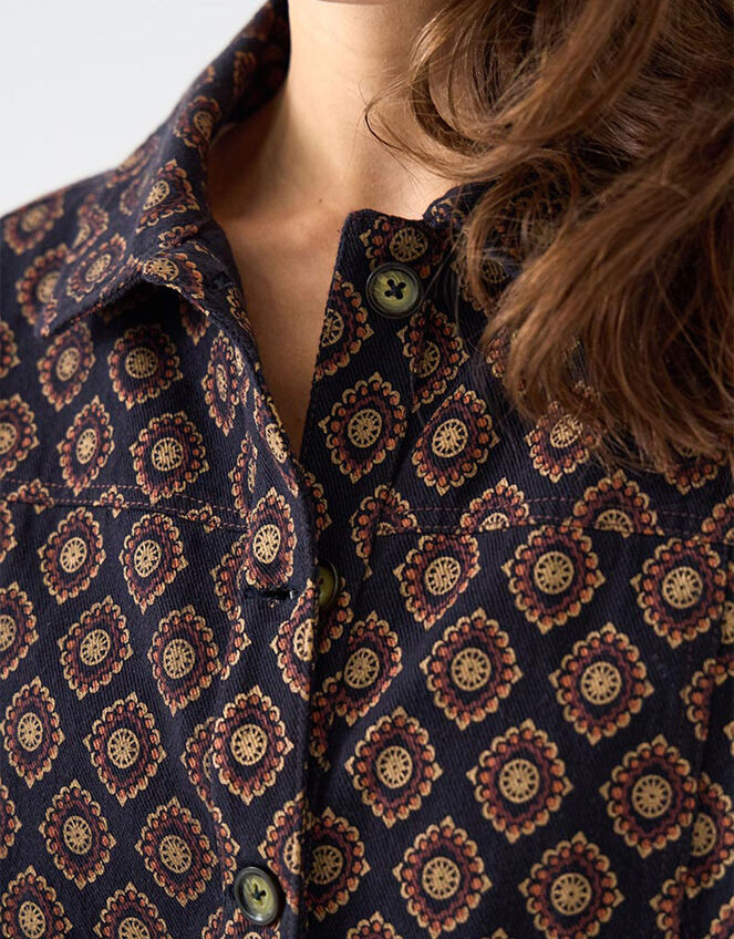 East Pheba Printed Cotton Twill Jacket, Multi (DARKS MULTI), large