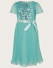Angel Pleat Sequin Dress, Teal (TEAL), large
