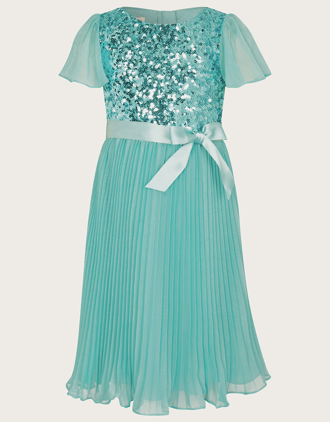 Angel Pleat Sequin Dress, Teal (TEAL), large