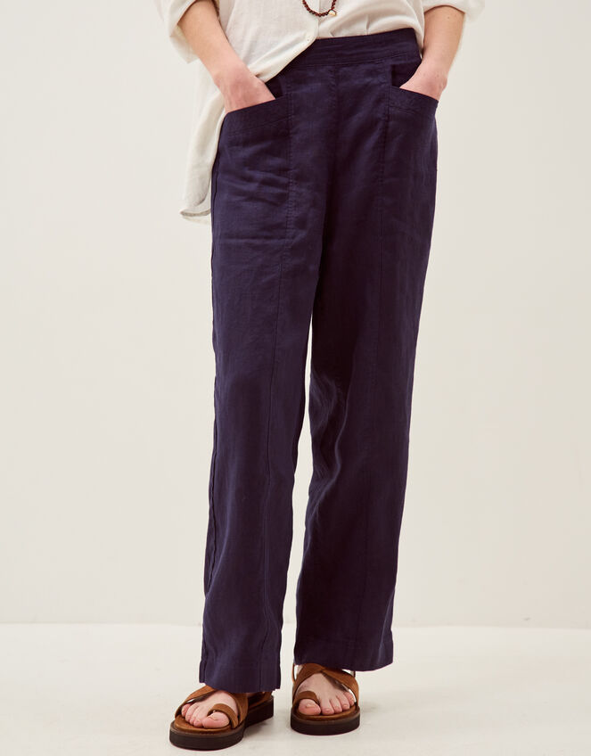 Lucy Regular Straight Leg Linen Pants, Blue (NAVY), large