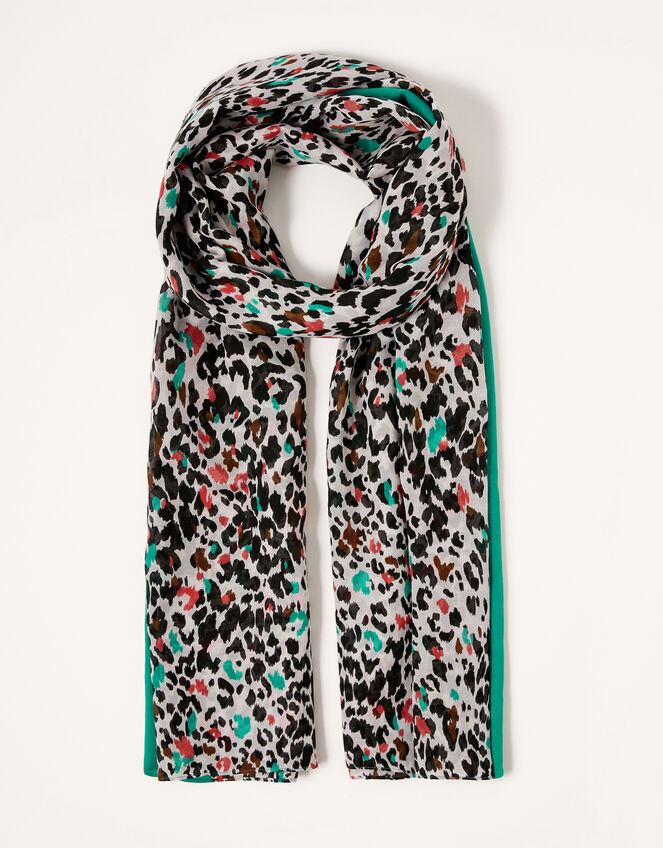 Animal Print Border Scarf, , large