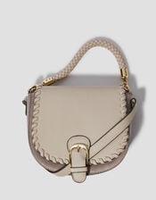 Petra Woven Satchel Cross-Body Bag, Grey (GREY), large
