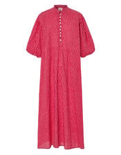 Par & Escala Matilda Puff Sleeve Check Maxi Dress, Red (RED), large