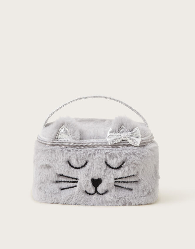 Faux Fur Cat Make Up Bag, , large