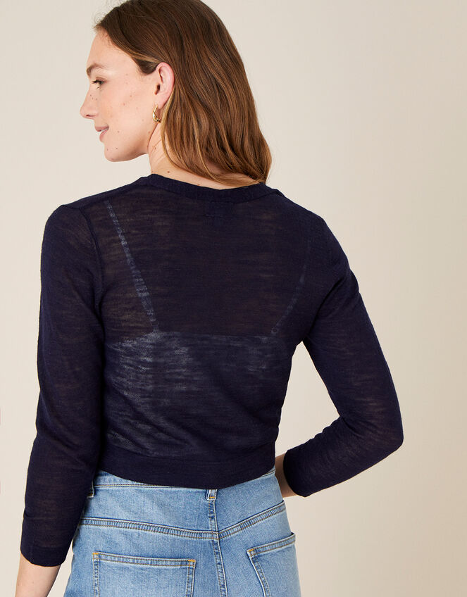 Button Shrug in Linen Blend, Blue (NAVY), large
