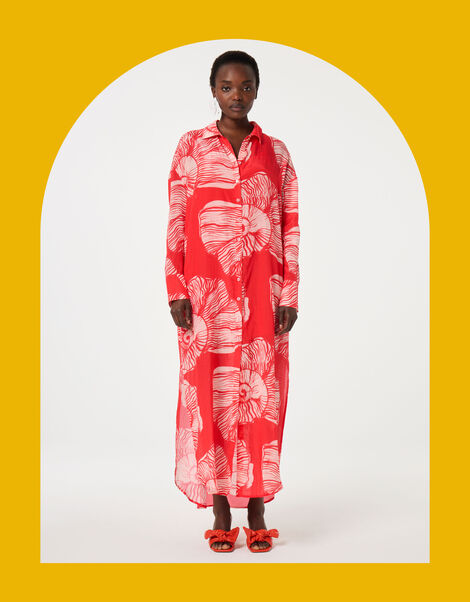 Fabienne Chapot Denis Shell Print Shirt Dress, Red (RED), large