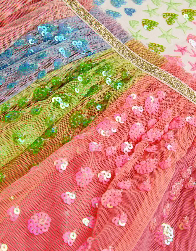 Sequin Rainbow Tulle Disco Dress, Pink (PINK), large