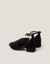 Velvet Bow Two-Part Heels, Black (BLACK), large