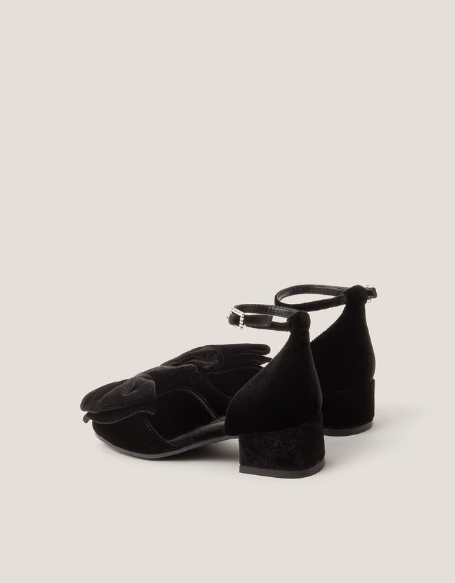Velvet Bow Two-Part Heels, Black (BLACK), large