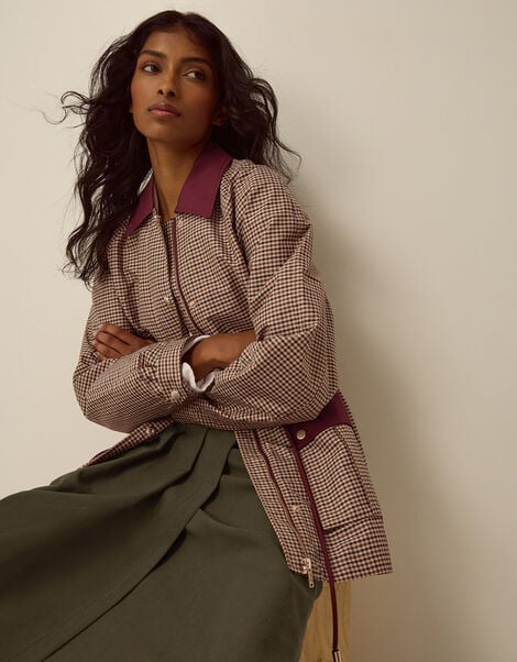Lola Check Barn Jacket, Brown (BROWN), large