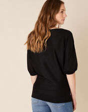 Pearl Knit Jumper with Sustainable Viscose, Black (BLACK), large