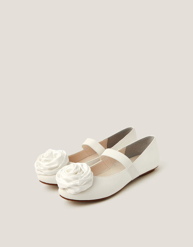 Rosette Strap Ballet Flats, Ivory (IVORY), large