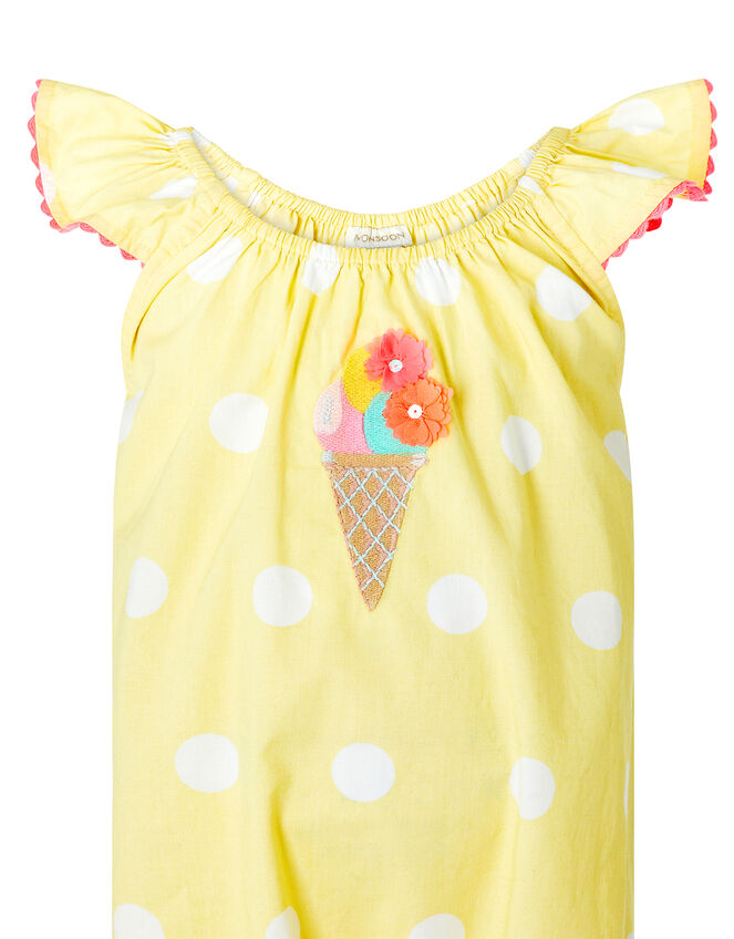 Newborn Baby Ice Cream Romper in Organic Cotton, Yellow (YELLOW), large