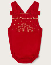 Newborn Christmas Cord Dungarees and Top Set, Red (RED), large