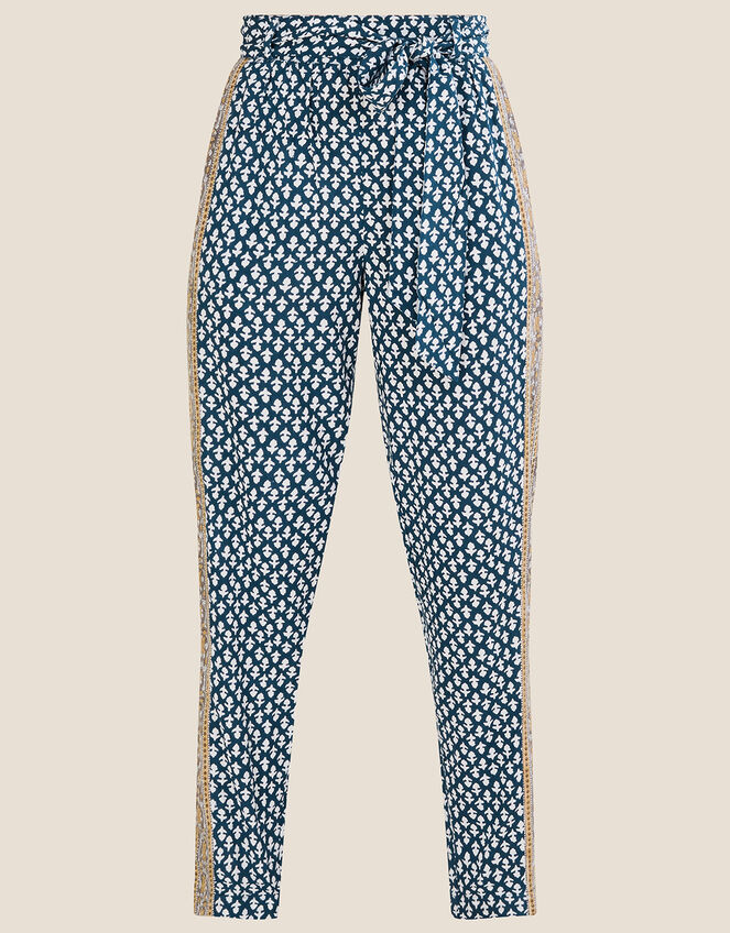Gabriella Print Pants in Sustainable Viscose, Blue (NAVY), large