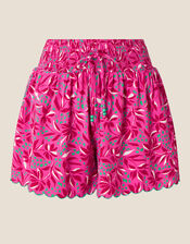 Floral Print Pull On Shorts in LENZING™ ECOVERO™, Pink (PINK), large