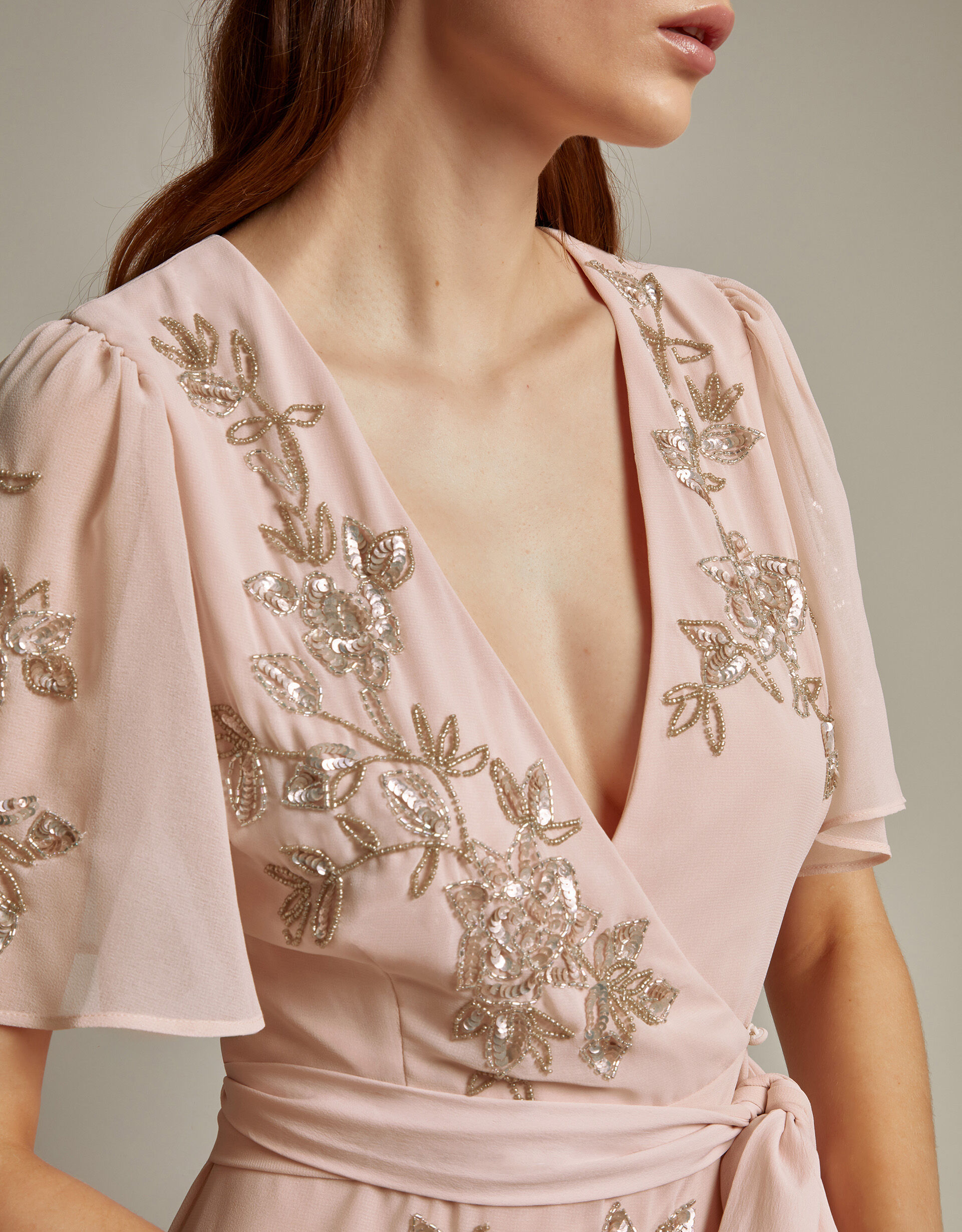 Wrap blush dress hot sale