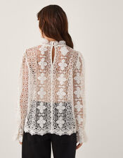 Phoebe Sheer Lace Blouse, White (WHITE), large