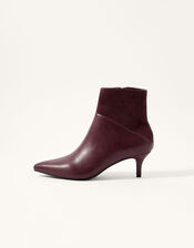 Mixed Material Ankle Boots, Red (BURGUNDY), large