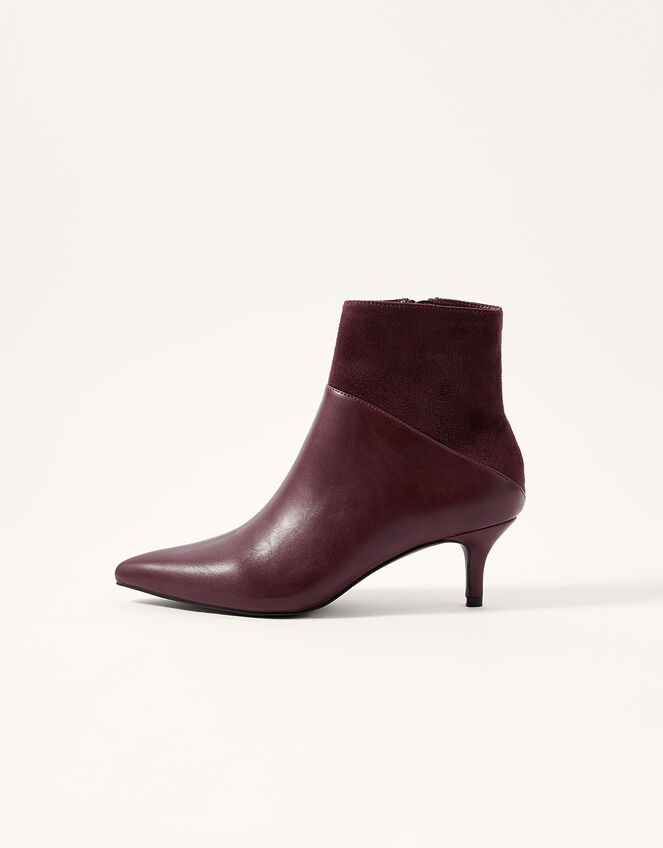 Mixed Material Ankle Boots, Red (BURGUNDY), large