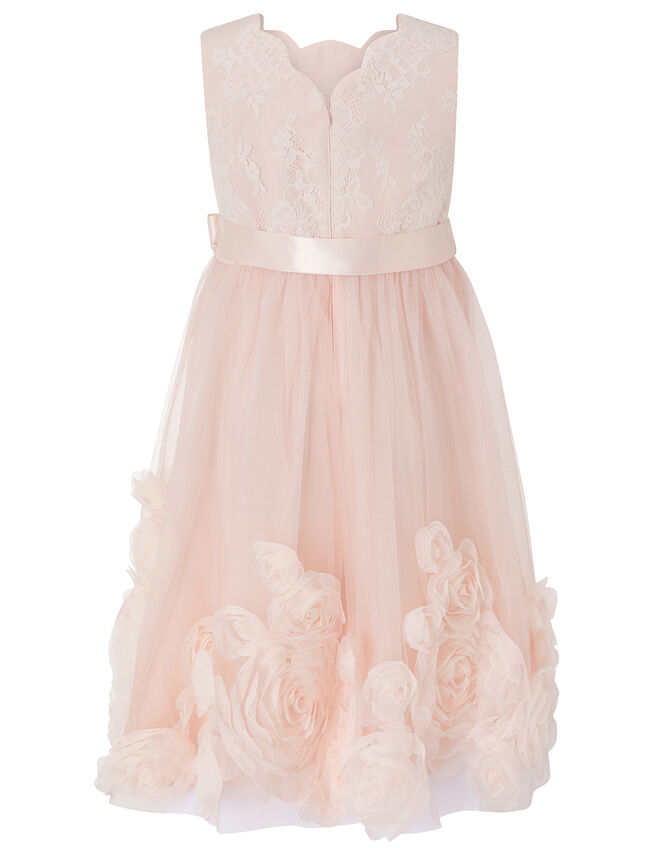 Macaroon Occasion Dress with 3D Flowers, Pink (PINK), large
