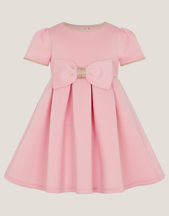Baby Short Sleeve Bow Dress, Pink (PINK), large